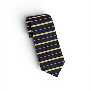 Brooks Brothers All Silk  Navy and Gold Striped Tie